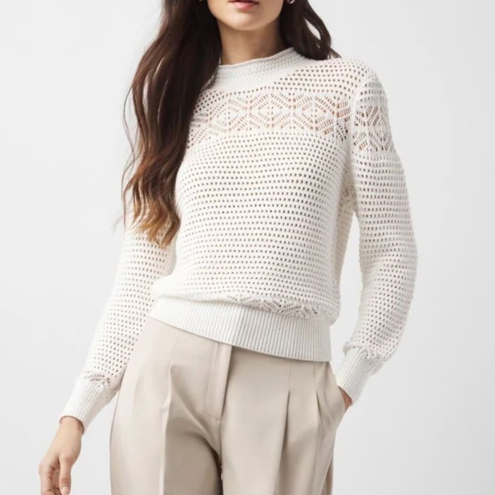 nwt WHITE HOUSE BLACK MARKET mock neck stitch sweater s